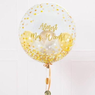 Personalised Gold Printed Dots Bubble Balloon
