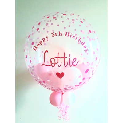 Personalised Pink Dots Bubble Balloon