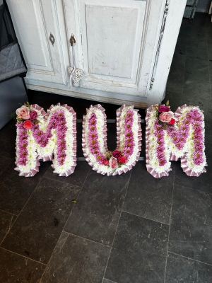 Classic Letter with with Pink Chrysanthemum line