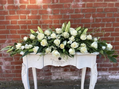 Coffin Tribute White Rose and Lily