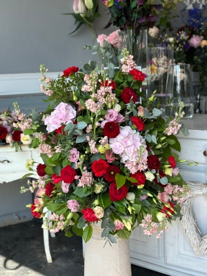 Reds and Pinks Front Facing Arrangement