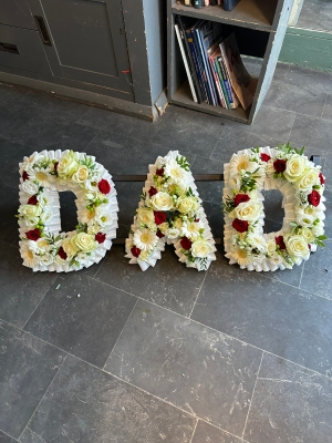 White and Red Mixed Flower Letters