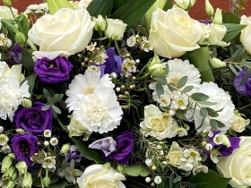Coffin Tribute  Purple and White