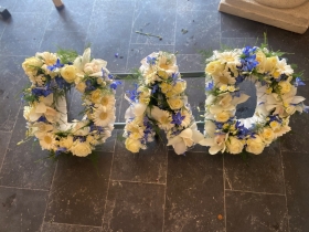 White & Blue Mixed Flower Letters