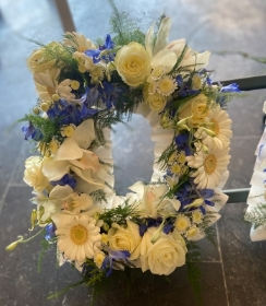 White & Blue Mixed Flower Letters