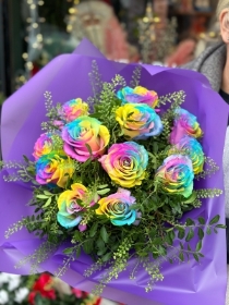 Rainbow Rose Handtied