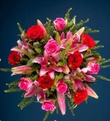 Red Rose & Pink Lily Bouquet