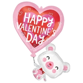 31 inch Valentine's Floating Bear Supershape Foil Balloon