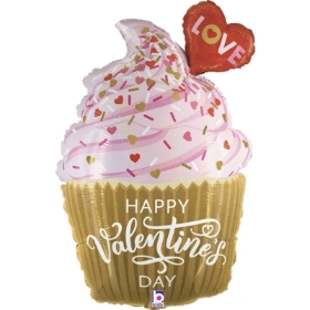 31 inch Valentine Golden Cupcake Glittergraphic Foil Balloon