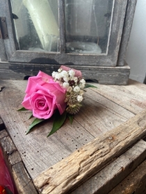 Aqua Pink Rose Buttonhole