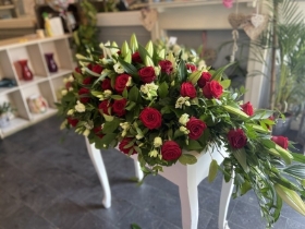 Coffin Tribute   Red Rose and Lily