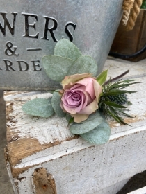 Lilac Rose & Blue Thistle Buttonhole
