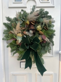 Luxury Green Velvet Christmas Door Wreath