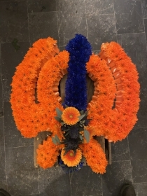 Orange  Khanda with Blue double edge sword