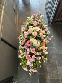 Pale pink, Lilacs and White Casket Spray