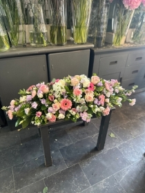 Pale pink, Lilacs and White Casket Spray