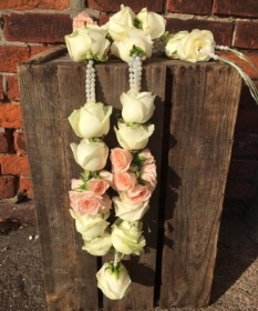 Peach and Cream Rose Cluster and Pearl Garland