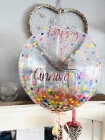 Personalised Multi Coloured Printed Dots Bubble Balloon