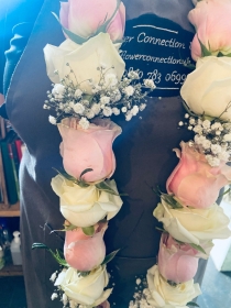 Pink and Cream Rose with Gypsophila Garland