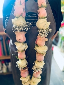 Pink and Cream Rose with Gypsophila Garland