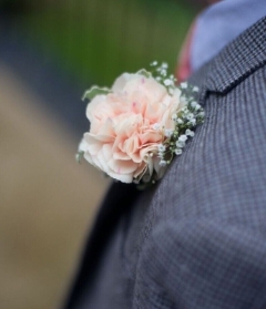 Carnation Buttonhole with Gypsophila