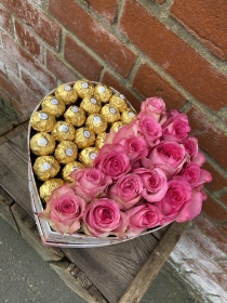 Pink Rose and Ferrero Rocher Chocolate Hat Box