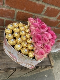 Pink Rose and Ferrero Rocher Chocolate Hat Box