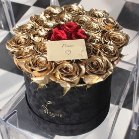 Red and Gold Rose Hat Box