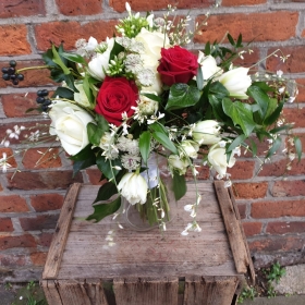 Red and White Bridal Bouquet