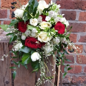 Red and White Bridal Bouquet