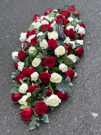 Red and White Rose Casket Spray