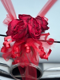 Red Organza Ribbon with Red Roses