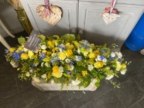 Blue & Yellow Casket Spray