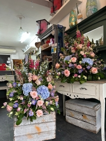 Summer blues and Pinks Front Facing Arrangements