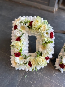White and Red Mixed Flower Letters