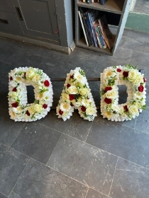 White and Red Mixed Flower Letters