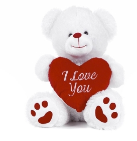White Love Heart Bear 20cm