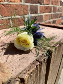 White Rose and Blue Thistle Buttonhole