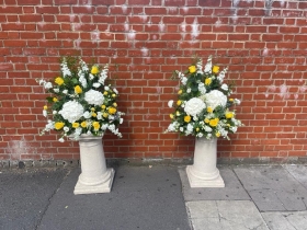 Yellow & White Front Facing Arrangements