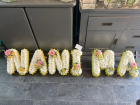 Yellow and Pink Tribute letters Create your own words