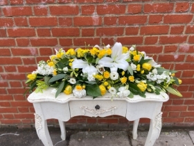 Yellow and White Coffin Tribute